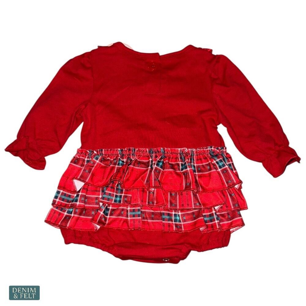 NEW Abby & Evie Red Plaid Ruffle Christmas Tree Bubble Romper‎ 3M - Picture 3 of 7